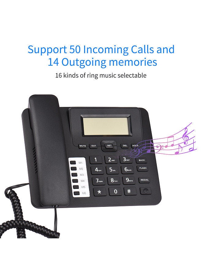 Generic Black Corded Phone Desk Landline Phone Telephone DTMF/FSK Dual System Support Hands-Free/Redial/Flash/Speed Dial/Ring Volume Control Built-in IC Chip High Quality Sound Real-time Date  - Image 5