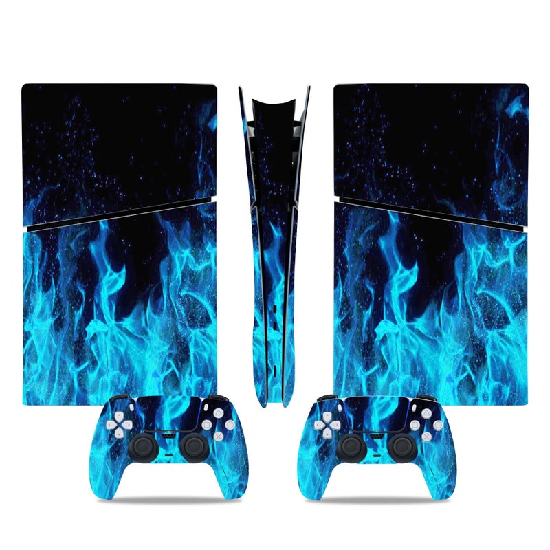 Oiokew Decal Skin for Ps5 Slim Digital, Whole Body Vinyl Sticker Cover for PlayStation 5 Slim Digital Console and Controlle(Blue fire, PS5 Slim Digital) - Image 4