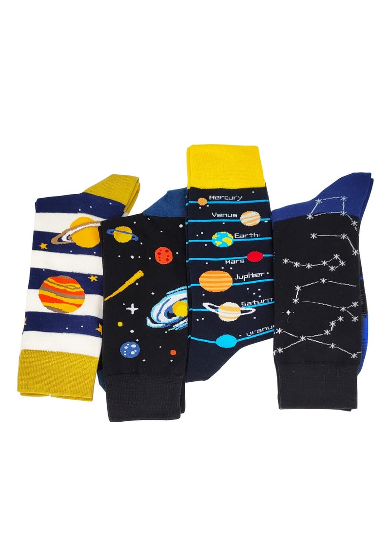 Colorful Novelty Dress Socks with Fun Universe Pattern - Crazy Cotton Socks for Men and Kids, Perfect for Adding a Touch of Whimsy to Any Outfit!  - Image 5