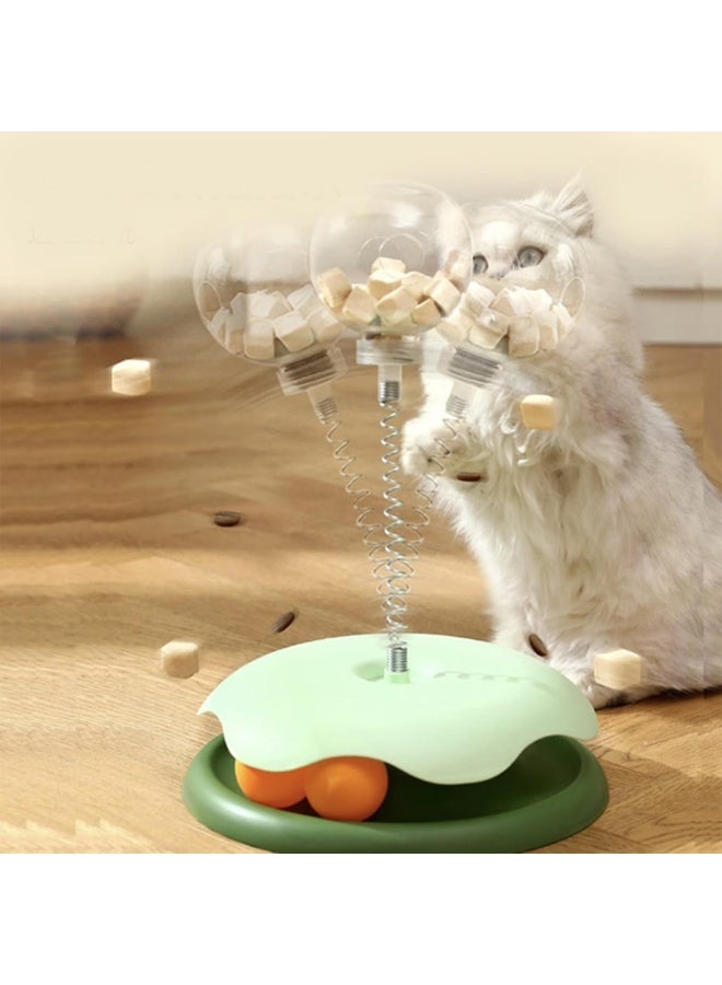 Bukela Cat Treat Ball Dispenser, 2025 New Treat Dispensing Dog Toys, Cat Interactive Toys for Indoor, Interactive Slow Feeder Dog Food Puzzle Toy, Multifunctional Leaking Treats Ball Pet Feeder Toy (Green) - Image 1