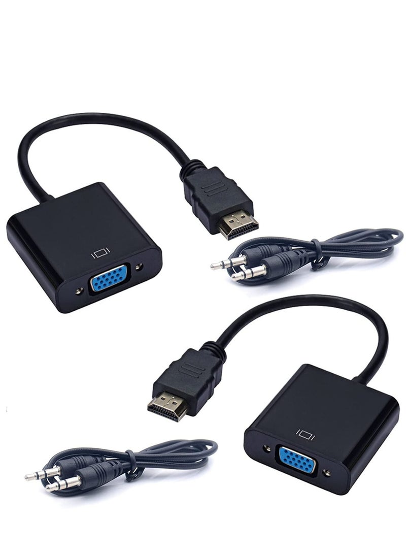 HDMI إلى VGA مع منفذ صوت 3.5 ملم محول HDMI إلى VGA ذكر إلى أنثى 1080P للكمبيوتر المكتبي والكمبيوتر المحمول وشاشة العرض HDTV Chromebook Raspberry Pi Roku Xbox والمزيد - Image 2