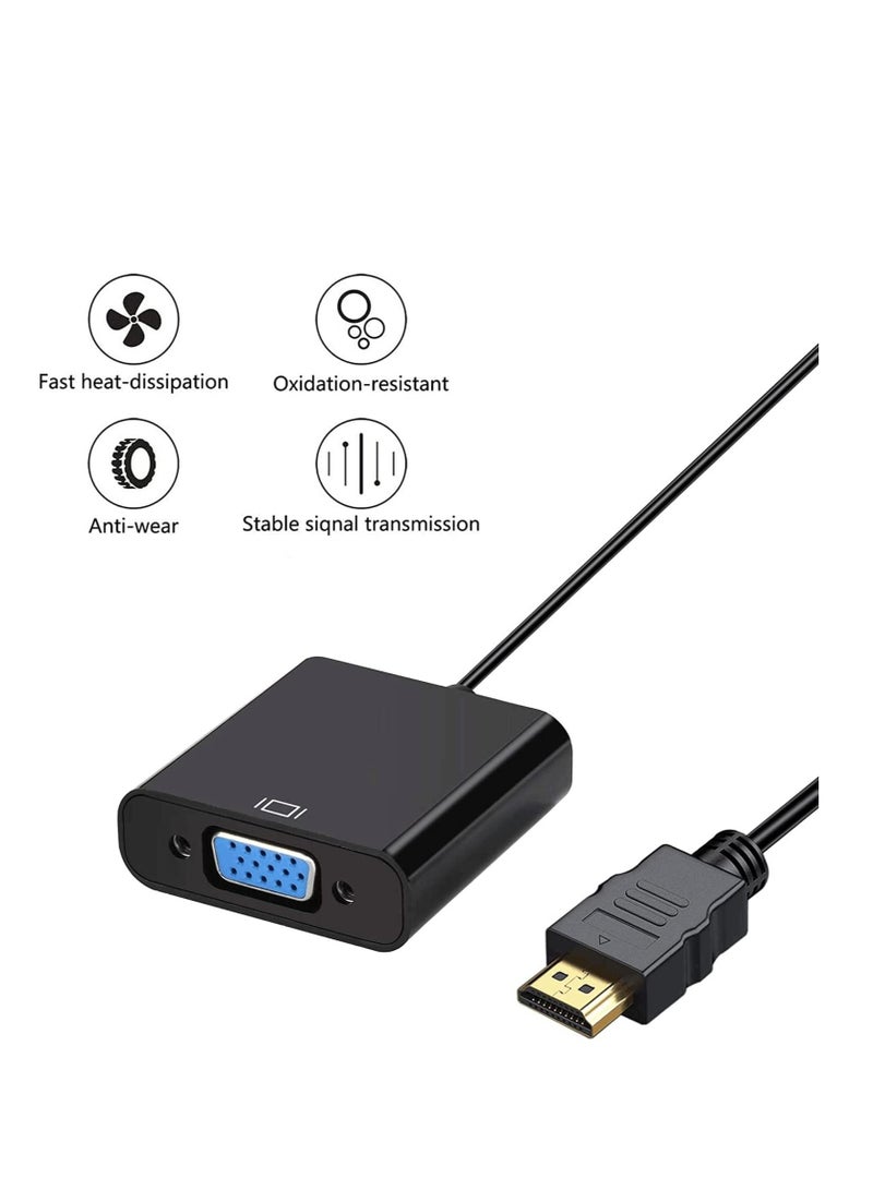 HDMI إلى VGA مع منفذ صوت 3.5 ملم محول HDMI إلى VGA ذكر إلى أنثى 1080P للكمبيوتر المكتبي والكمبيوتر المحمول وشاشة العرض HDTV Chromebook Raspberry Pi Roku Xbox والمزيد - Image 3