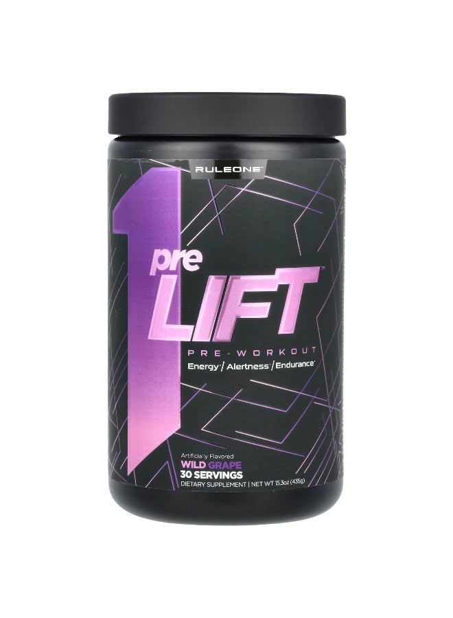 Rule One Proteins, preLIFT, Pre-Workout, Wild Grape, 15.3 oz (435 g) (Packaging may vary) - Image 1