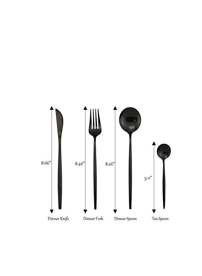 MahMir® 24pcs Luxury Flatware Set,Stainless Steel Dinning Silverware Cutlery Set with Cute Color, Flat Handle,Mirror, Service for 6, Dishwasher Safe - Gold - Image 3