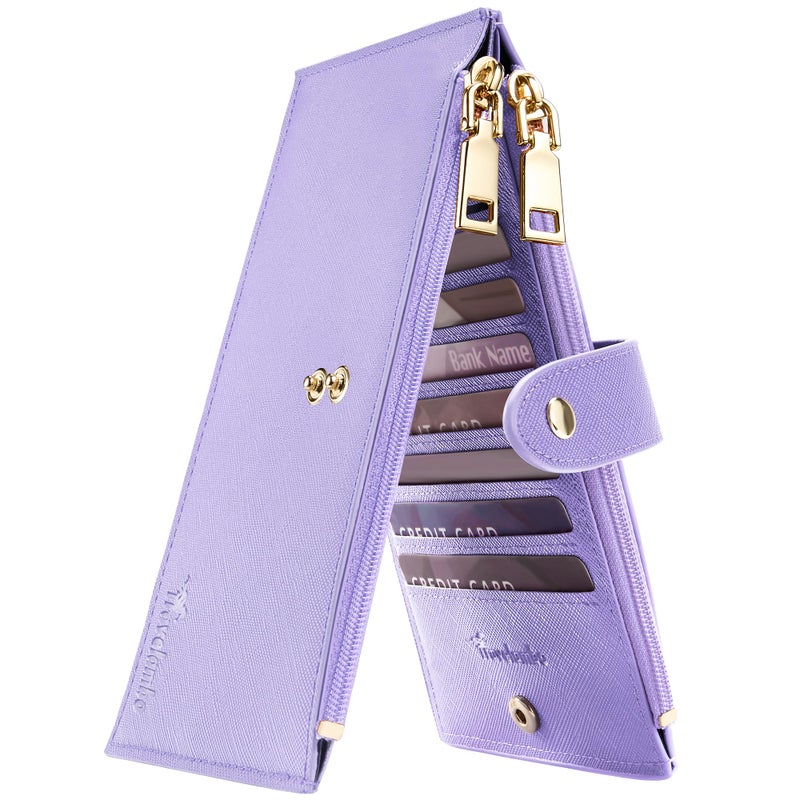 Travelambo RFID Wallet Women Large Size Bifold Multi Card Wallet Case with Zipper Pocke Credit Card Holder for Women - Image 1