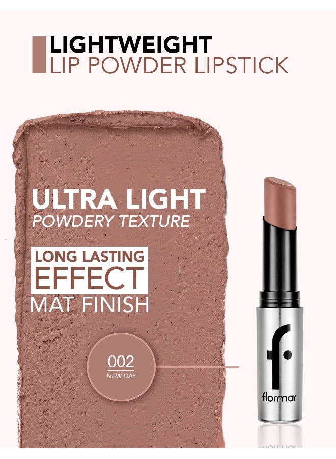 flormar Lightweight Lip Powder – 002 New Day – Matte Finish Lip Color, Powder-Soft Texture, Lightweight Feel, Smooth Comfortable Wear - Image 4