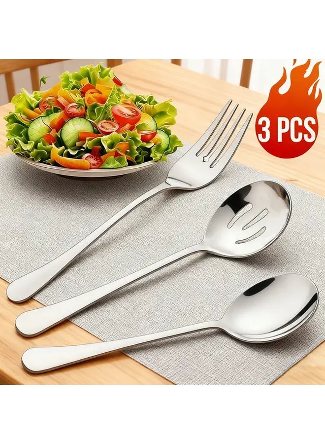 3pc Golden Stainless Steel Serving Fork Spoon Set Dishwasher Safe - Image 1