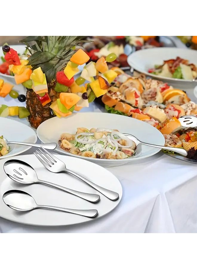3pc Golden Stainless Steel Serving Fork Spoon Set Dishwasher Safe - Image 5
