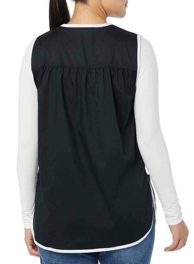 AmeriMark Easy-Care Snap Front Cobbler Aprons Vest with Two Patch Pockets Black Solid XL - Image 3