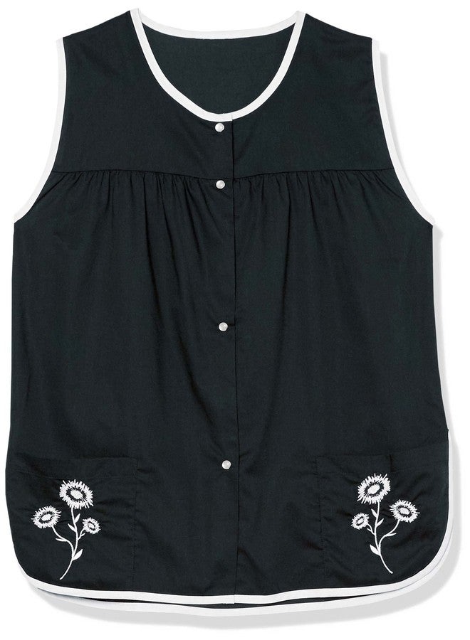 AmeriMark Easy-Care Snap Front Cobbler Aprons Vest with Two Patch Pockets Black Solid XL - Image 4
