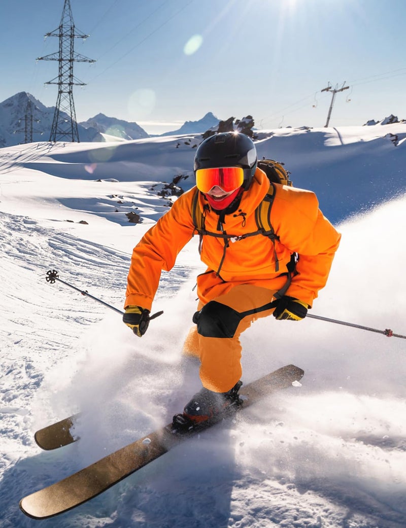 TBMPOY Men's Snow Ski Hiking Pants Waterproof Winter Fleece Lined Pants Camping Skiing Ice Fishing Pants with Belt 02 Thick Orange XXL - Image 3
