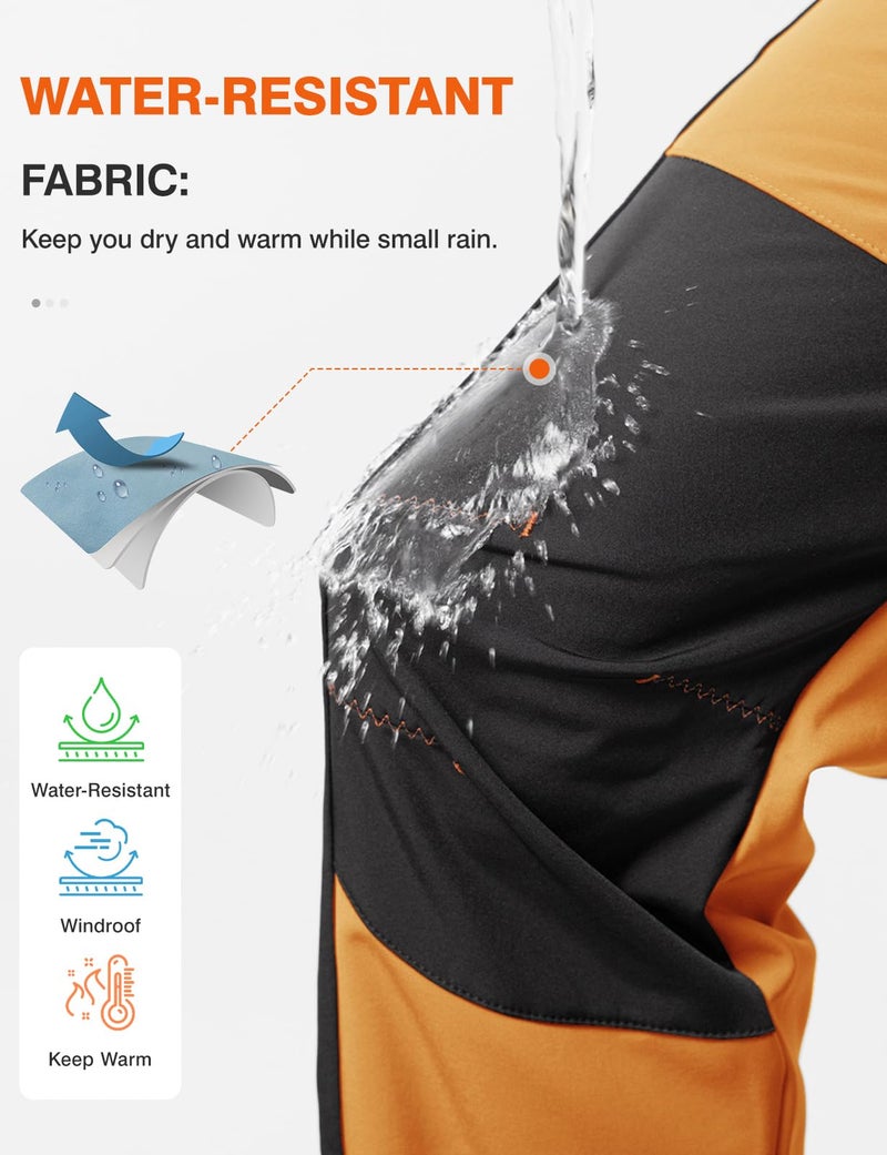 TBMPOY Men's Snow Ski Hiking Pants Waterproof Winter Fleece Lined Pants Camping Skiing Ice Fishing Pants with Belt 02 Thick Orange XXL - Image 5