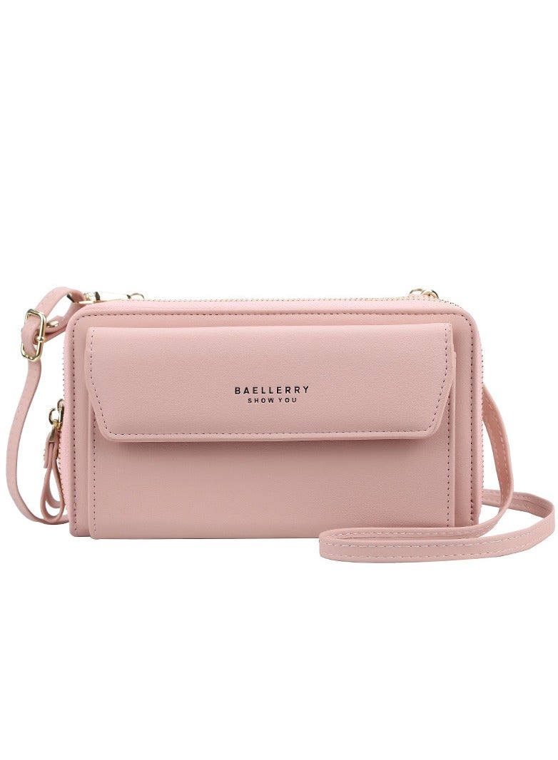 baellerry Women's shoulder strap purse purse large capacity wallet Pink - Image 1