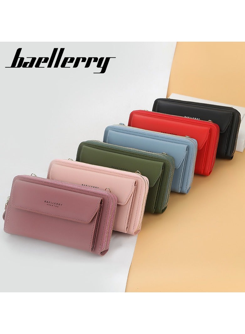 baellerry Women's shoulder strap purse purse large capacity wallet Pink - Image 5