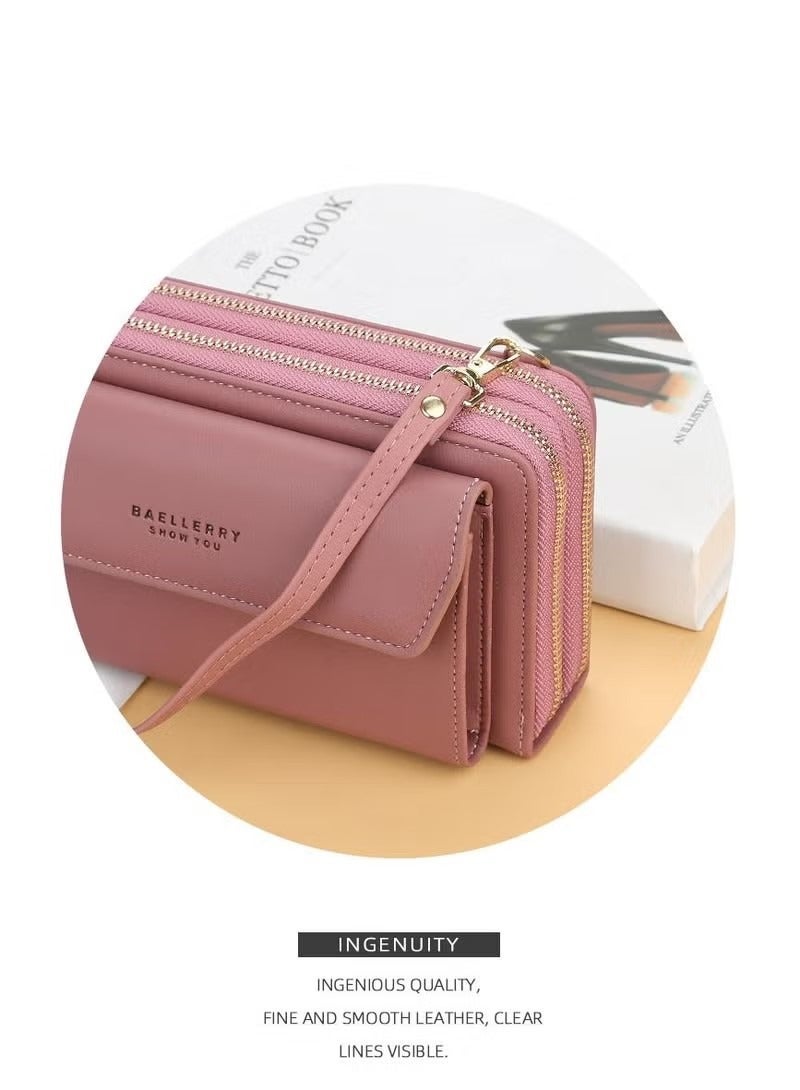 baellerry Women's shoulder strap purse purse large capacity wallet Pink - Image 2