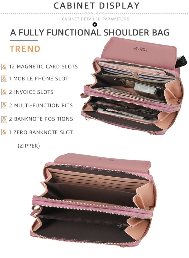 baellerry Women's shoulder strap purse purse large capacity wallet Pink - Image 4