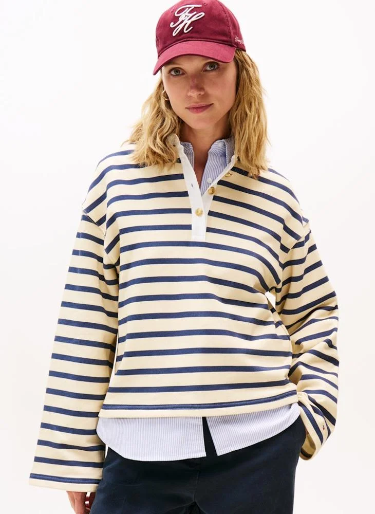 تومي هيلفيغر Stripe Polo Rugby Sweatshirt
