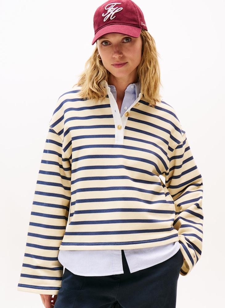 TOMMY HILFIGER Stripe Polo Rugby Sweatshirt - Image 1