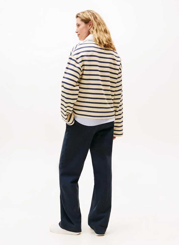 تومي هيلفيغر Stripe Polo Rugby Sweatshirt