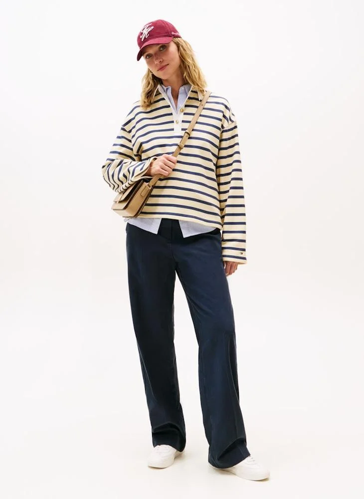 TOMMY HILFIGER Stripe Polo Rugby Sweatshirt