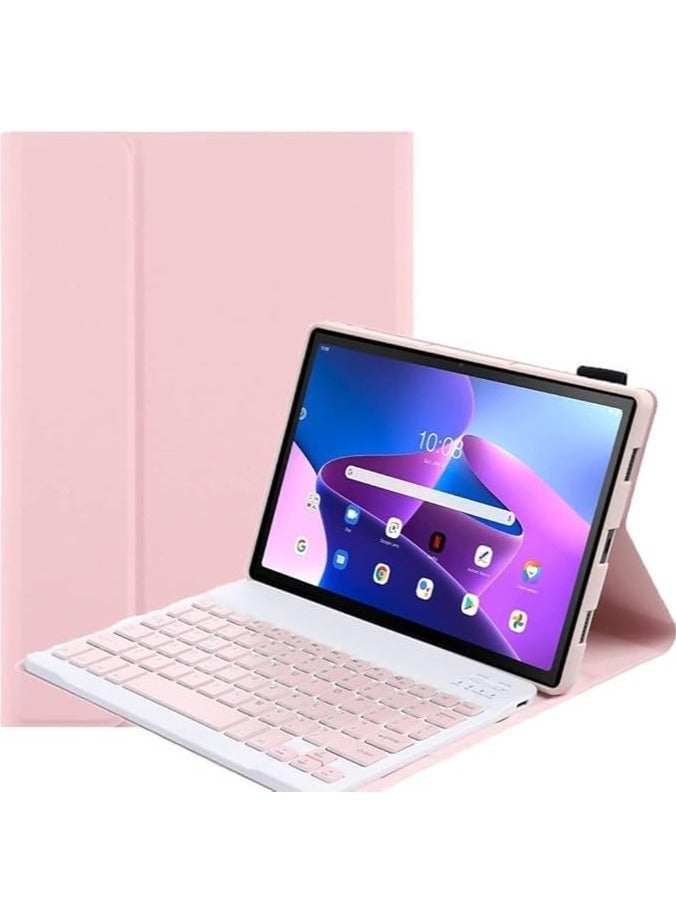 حقيبة مزودة بلوحة مفاتيح باللغتين العربية والإنجليزية، متوافقة مع Lenovo Tab M10 Plus الجيل الثالث بحجم 10.6 بوصة، واقية نحيفة لوحة بلوتوث لاسلكية قابلة للفصل وحامل قلم. - Image 1