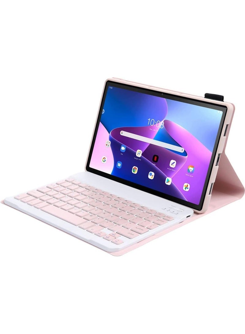 حقيبة مزودة بلوحة مفاتيح باللغتين العربية والإنجليزية، متوافقة مع Lenovo Tab M10 Plus الجيل الثالث بحجم 10.6 بوصة، واقية نحيفة لوحة بلوتوث لاسلكية قابلة للفصل وحامل قلم. - Image 3
