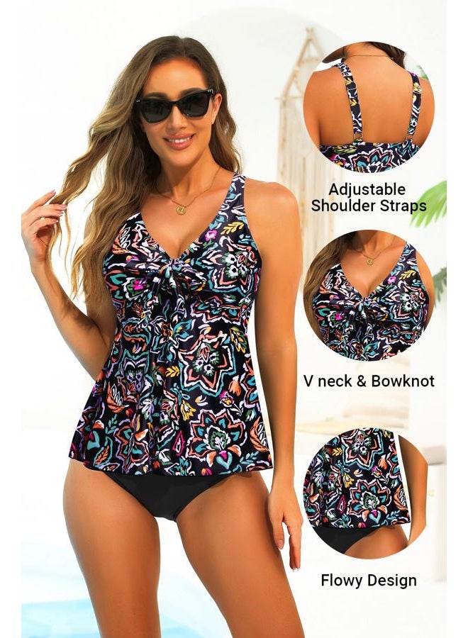 Yonique Women's Flowy Tankini Top - Modest Swim Top with Loose Fit, No Bottom, Colorful Paisley, L - Image 5