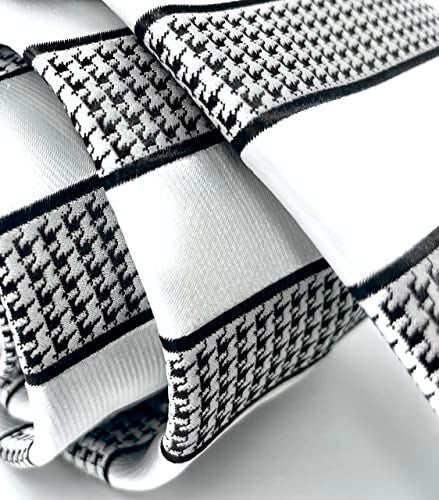 Scott Allan Collection Scott Allan Colection White and Black Mens Tie | Jacquared Woven Houndstooth Necktie | White Tie's for Men - Image 2