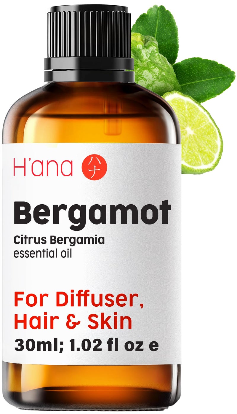 Hana Bergamot Essential Oil 102 Fl Oz for Hair Skin Diffuser Aromatherapy DIY Candle Soap Making