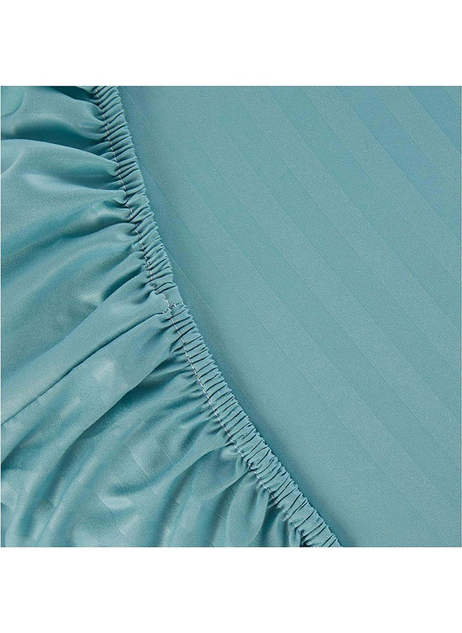 Hotel Collection HOTEL COLLECTION Stripe TEAL BLUE Double Fitted Sheet 150x200 cm with 2 Pillow Cases  - Image 2