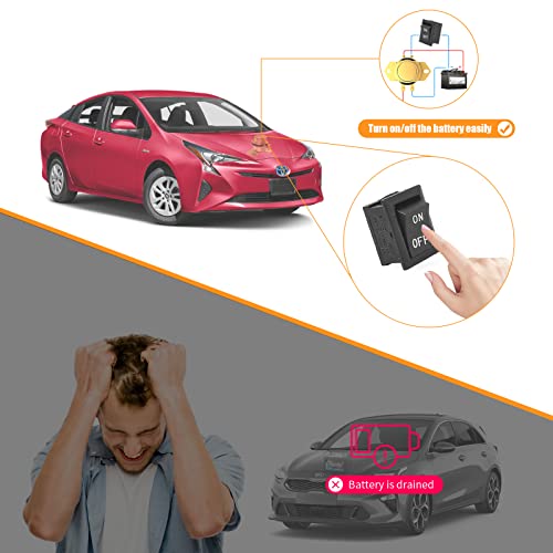 Ekylin 12V Car Auto Vehicle MotorBoat Battery Electromagnetic Disconnect Switch, DC 12V Electromechanical Solenoid Power Switch + One Button Dash Control Master Kill System Turn on/off No Open The Front Hood - Image 2