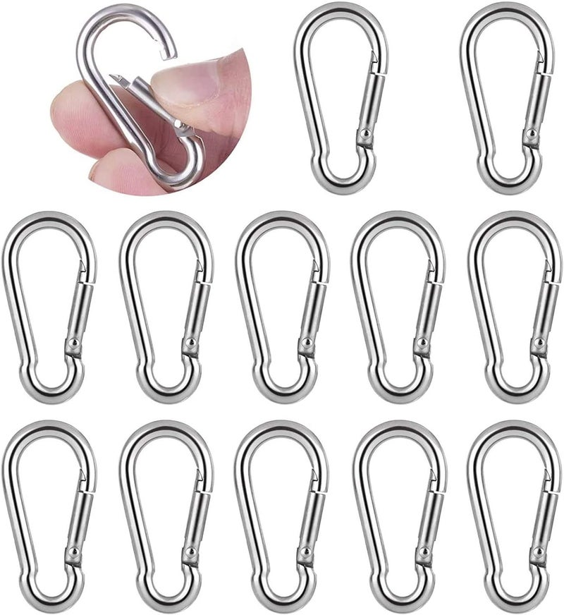 HZYH M4 Carabiner Clip Hook, Heavy Duty Spring Snap, Safe and Durable, Not Easy To Damage, Not Easy To Break, Easy To Use, Can Be Used for Camping, Fishing, Hammock, Dog Leash, Etc, 12 Pieces - Image 1