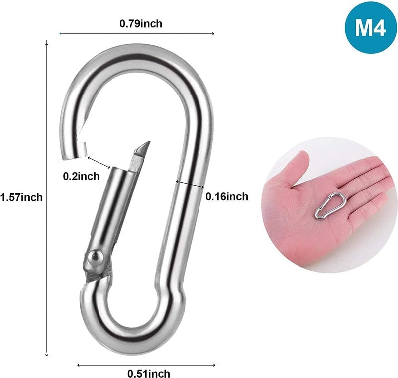 HZYH M4 Carabiner Clip Hook, Heavy Duty Spring Snap, Safe and Durable, Not Easy To Damage, Not Easy To Break, Easy To Use, Can Be Used for Camping, Fishing, Hammock, Dog Leash, Etc, 12 Pieces - Image 2