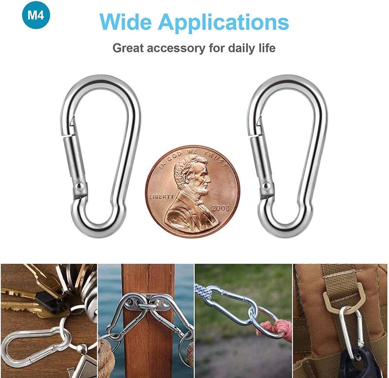 HZYH M4 Carabiner Clip Hook, Heavy Duty Spring Snap, Safe and Durable, Not Easy To Damage, Not Easy To Break, Easy To Use, Can Be Used for Camping, Fishing, Hammock, Dog Leash, Etc, 12 Pieces - Image 5
