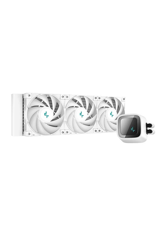 DEEPCOOL - LS720 WH 360mm Liquid CPU Cooler – High-Performance AIO Cooling, Triple FC120 A-RGB PWM Fans, Infinity Mirror Cap, Low-Noise Efficiency, All-White Design for Gaming & Overclocking PCs - Image 1