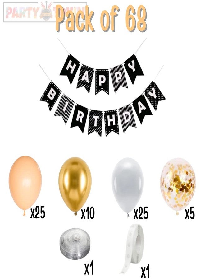 Party Town طقم زينة عيد ميلاد من Party Town™ بألوان الخوخ والأبيض والذهبي مع لافتة عيد ميلاد سعيد - يتضمن 60 بالونًا مقاس 10 بوصات، و5 بالونات قصاصات ورقية، وشريط قوس، ومجموعة نقاط لاصقة (بألوان الخوخ والأبيض والذهبي) - Image 2
