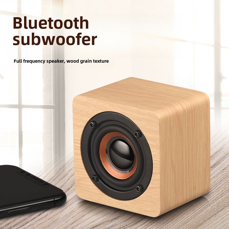 Q1 Wooden Mini Bluetooth Speaker Portable Creative Low Bass Yellow Wood grain 