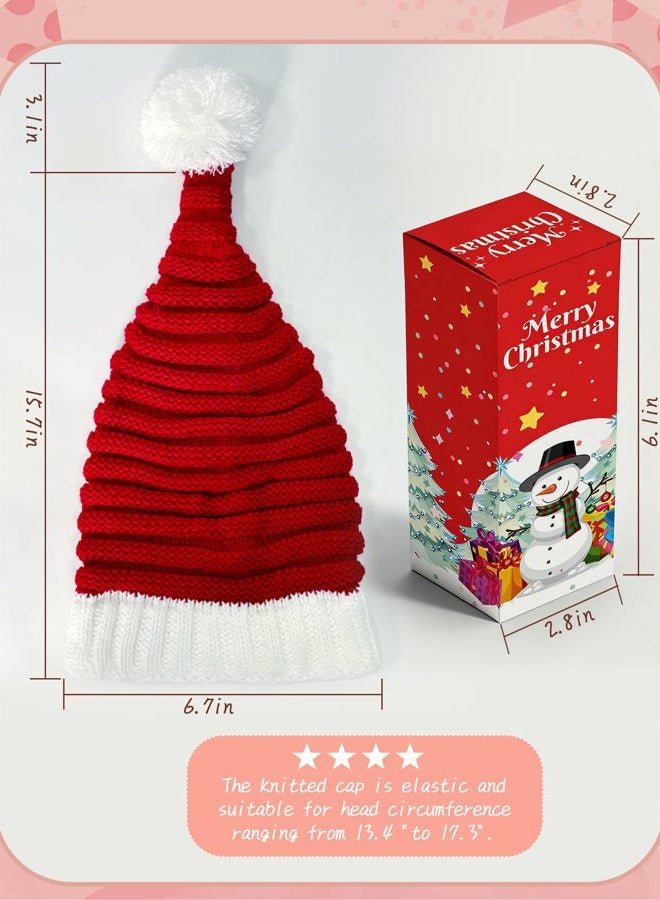 Asikkon Baby Christmas Knit Santa Hat Kids Knitted Beanie Hat for Infant Toddle 0 to 5 Years Old Red - Image 4