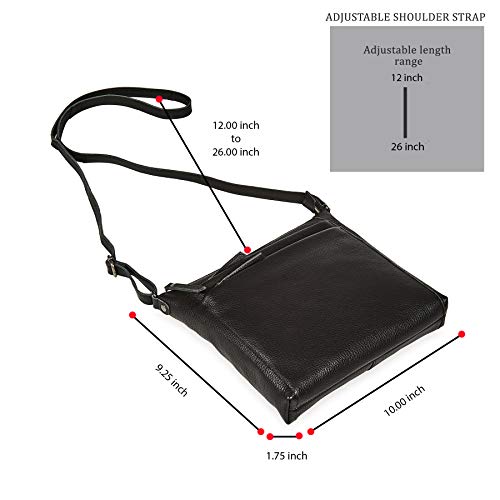 Cochoa Small Soft Genuine Leather Crossbody Purse Women’s Sling Crossover Shoulder Travel Handbag with Triple Zipper (Black Nappa) - Image 2