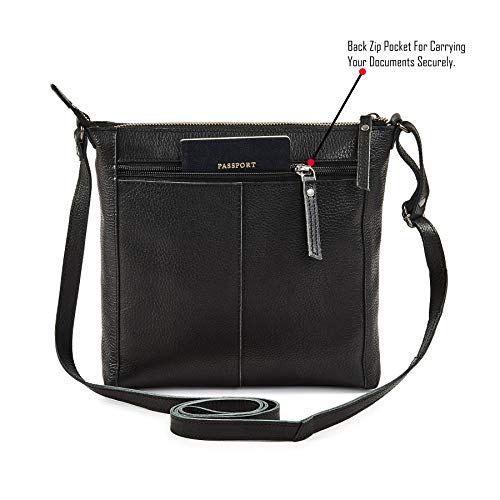Cochoa Small Soft Genuine Leather Crossbody Purse Women’s Sling Crossover Shoulder Travel Handbag with Triple Zipper (Black Nappa) - Image 4
