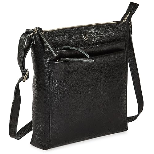 Cochoa Small Soft Genuine Leather Crossbody Purse Women’s Sling Crossover Shoulder Travel Handbag with Triple Zipper (Black Nappa) - Image 1