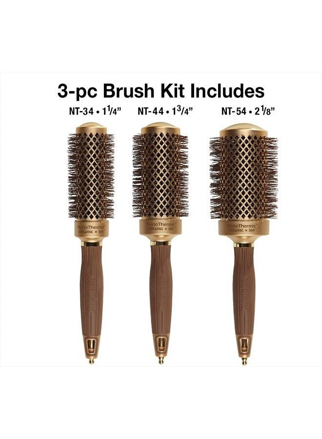 Olivia Garden فرشاة شعر حرارية دائرية نانوثيرميك سيراميك + أيون NT-34، NT-44، NT-54 (صفقة 3 قطع) - Image 2