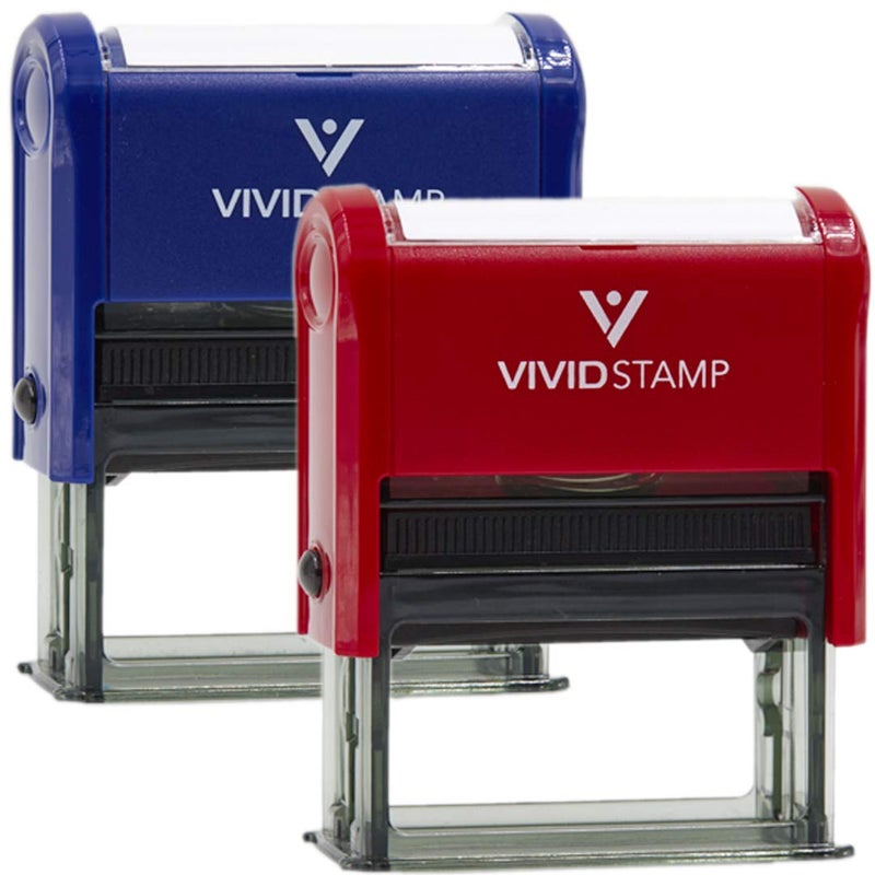 Vivid Stamp Accepted/Rejected by Date Self Inking Rubber Stamp - 2 Pack (Blue Ink/Red Ink) Medium - Image 5