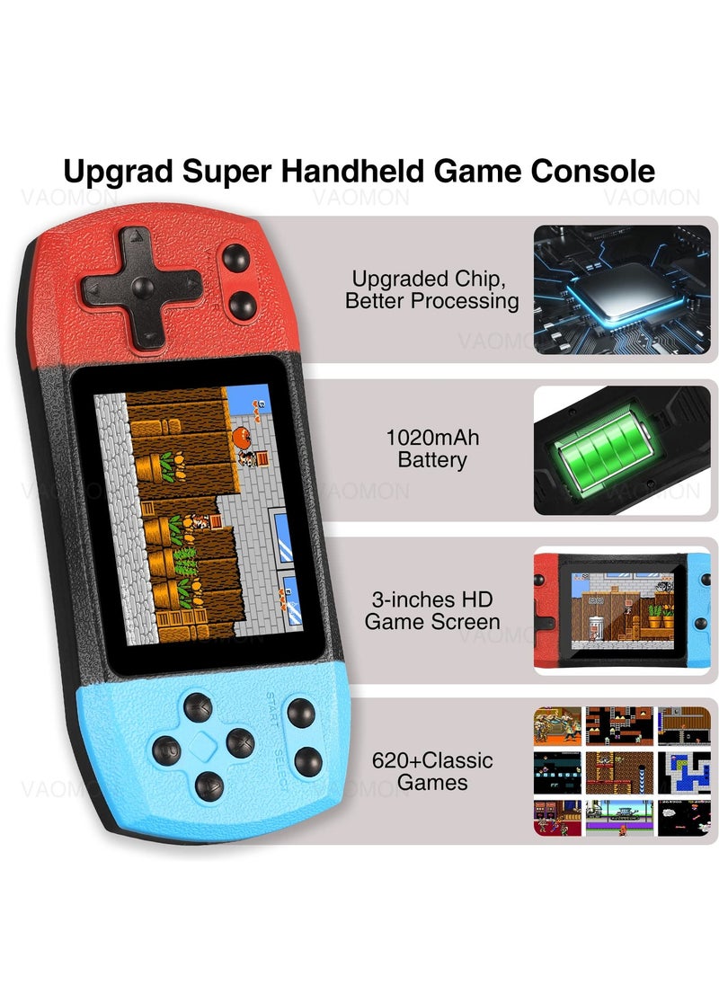 Captaintech Kids Handheld Game Portable Video Game Player, 620 Classical Games, Retro handheld Game Console with Portable Shell, Rechargeable Hand Held Game Support Connecting TV & 2 Players, Best Gift for Child  - Image 3