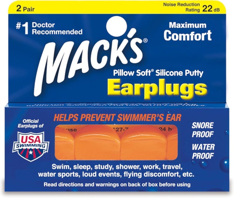 Mack's Unisex's Orange Pillow Soft Ear Plugs, 2 Pairs