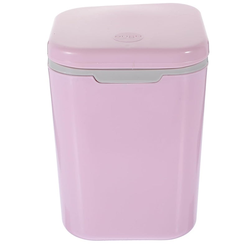 Mini Desktop Trash Can with Button Lid 0.5 Gallon Plastic Small Desk Trash Basket for Home Office Bathroom, Portable Compact Garbage Can for Tabletop Organization - Image 1