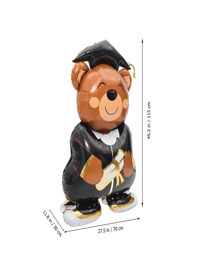 DEARMAMY Bear Balloons Graduation Foil Bear Shaped Animal Graduation Cap Balloon Congrats Grad Balloons Party Decorations Supplies, 115.00X70.00X30.00CM - Image 2