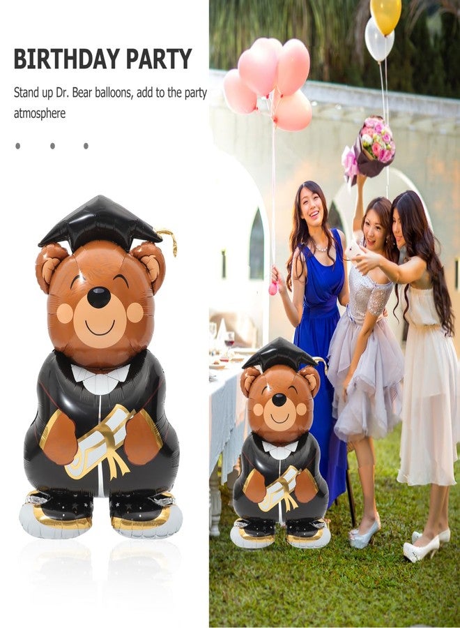 DEARMAMY Bear Balloons Graduation Foil Bear Shaped Animal Graduation Cap Balloon Congrats Grad Balloons Party Decorations Supplies, 115.00X70.00X30.00CM - Image 3