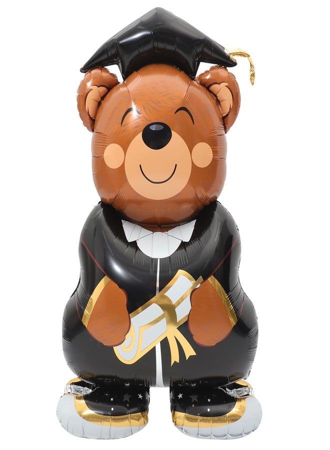 DEARMAMY Bear Balloons Graduation Foil Bear Shaped Animal Graduation Cap Balloon Congrats Grad Balloons Party Decorations Supplies, 115.00X70.00X30.00CM - Image 1