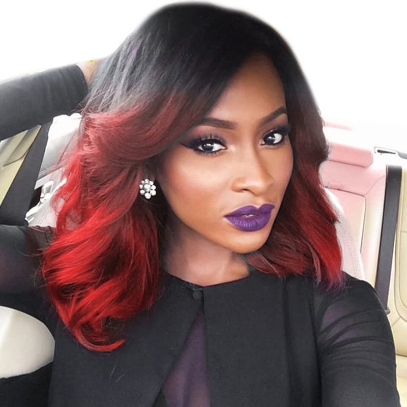 FASHION LINE 8 Human Hair Bundles Ombre Two Tone Brazilian Virgin Hair Extensions Body Wave 50g Bundles 8888 Inch 1bRed